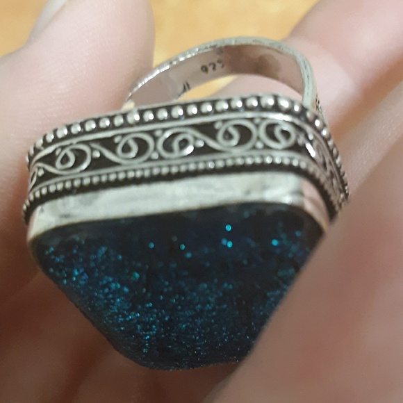 New Huge Dichoric Glass 925 Silver Ring. - Picture 8 of 8